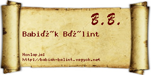 Babiák Bálint névjegykártya
