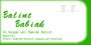 balint babiak business card